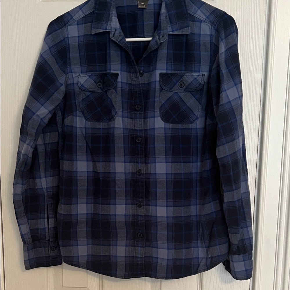 Eddie Bauer Blue Plaid Blouse